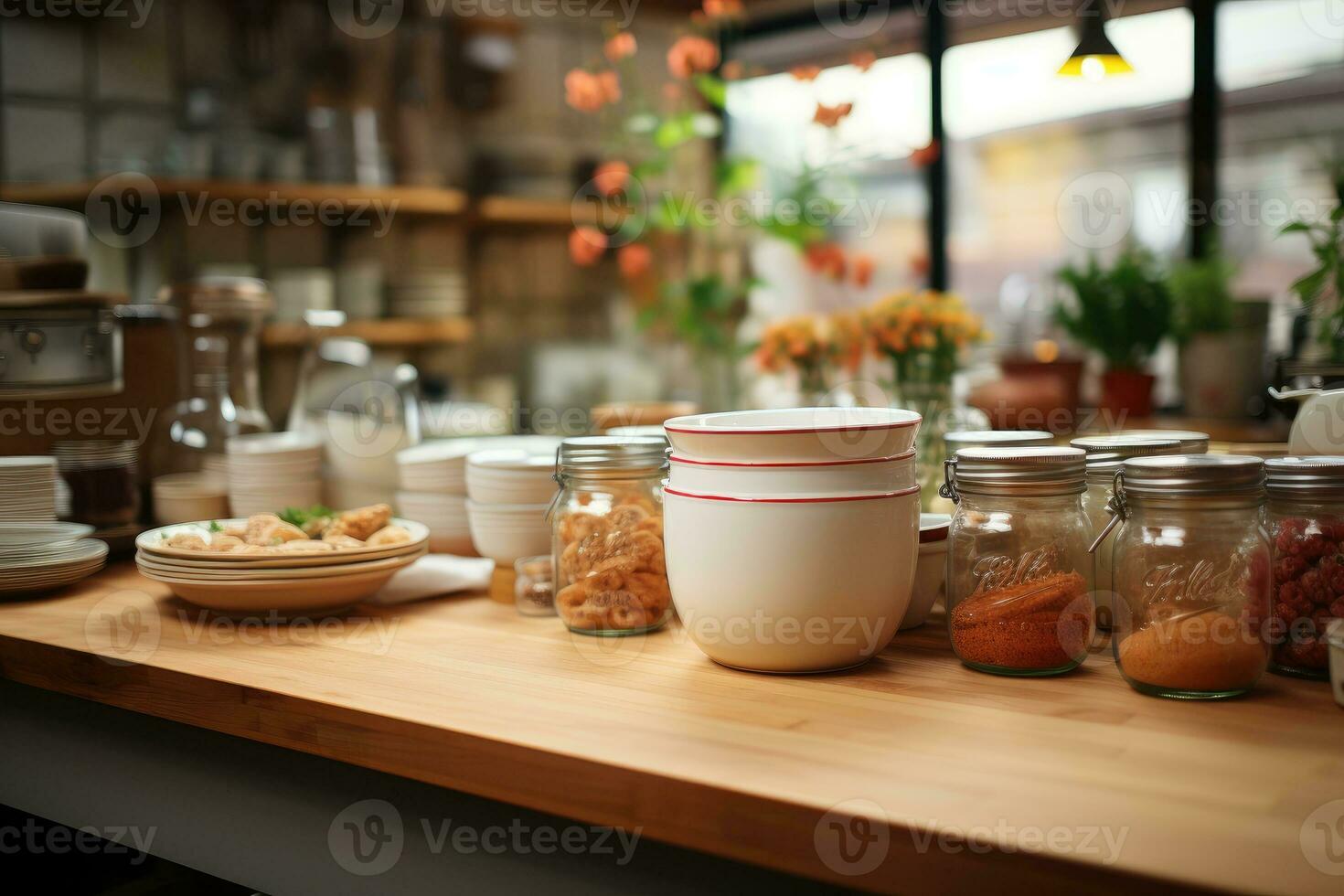 cozy morning situation in the kitchen AI Generated photo