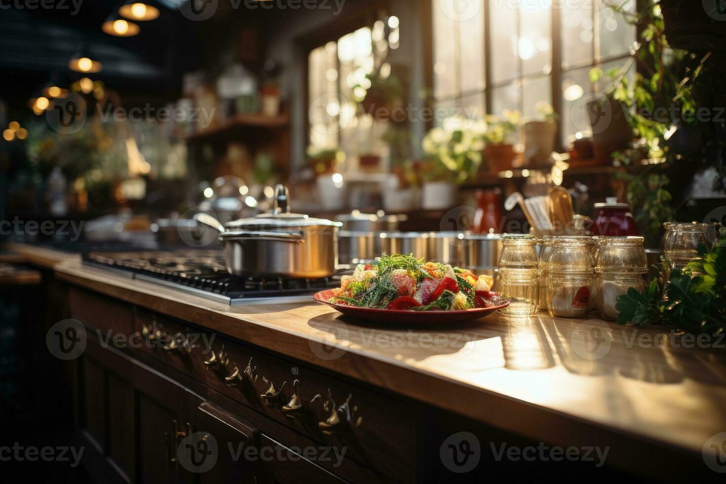 cozy morning situation in the kitchen AI Generated photo