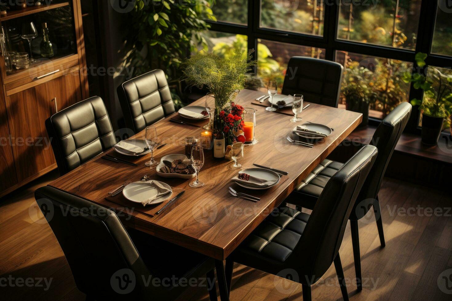 parte superior ver fotos de mesa conjunto en comida habitación ai generado