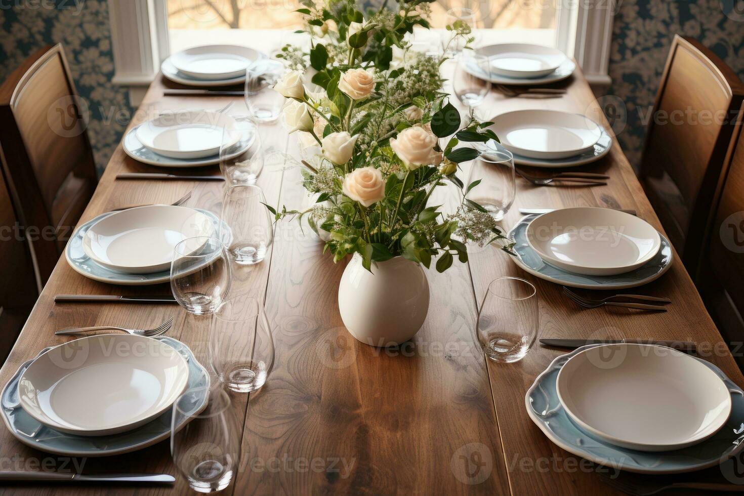 parte superior ver fotos de mesa conjunto en comida habitación ai generado