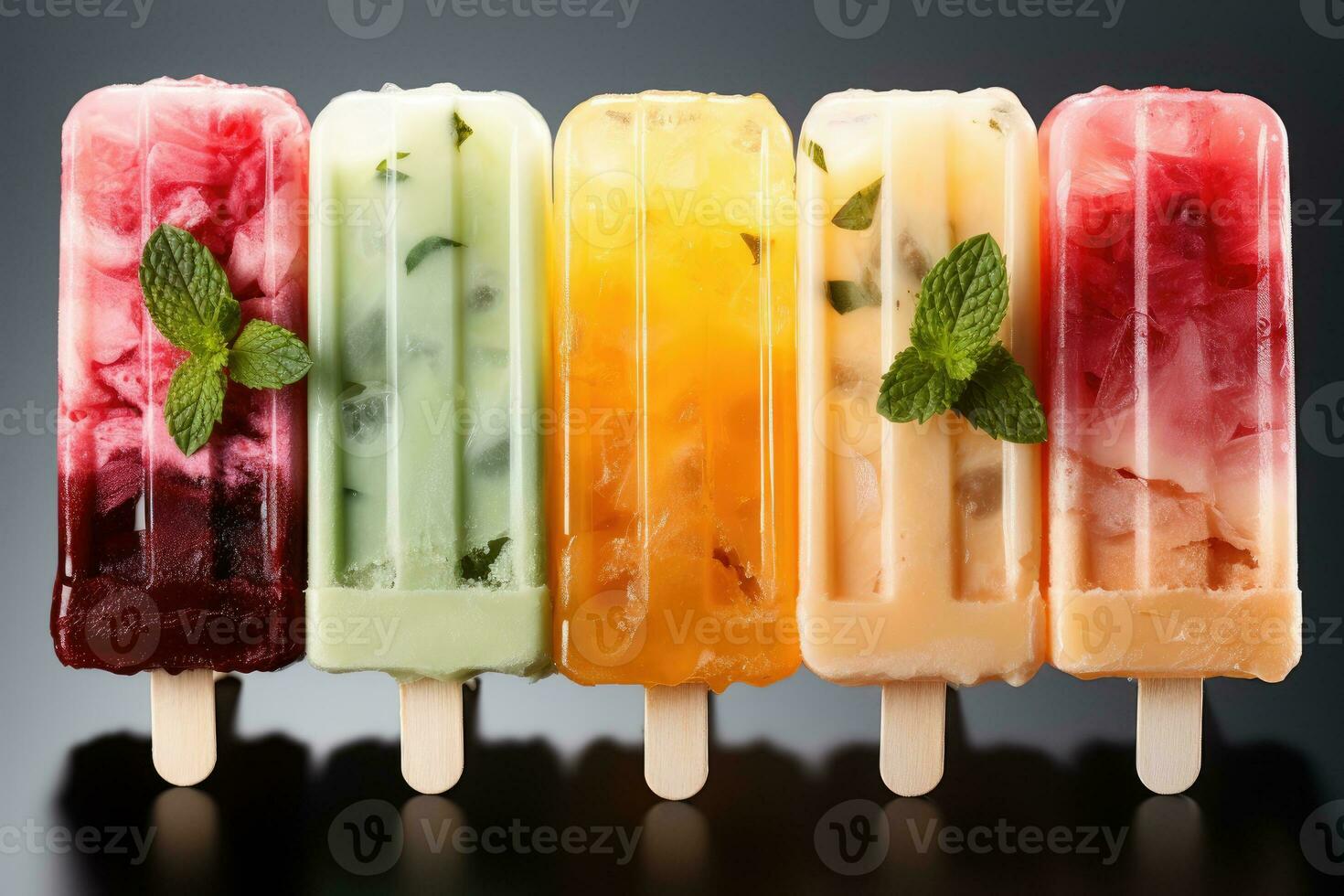 assorted popsicles for summer AI Generated photo