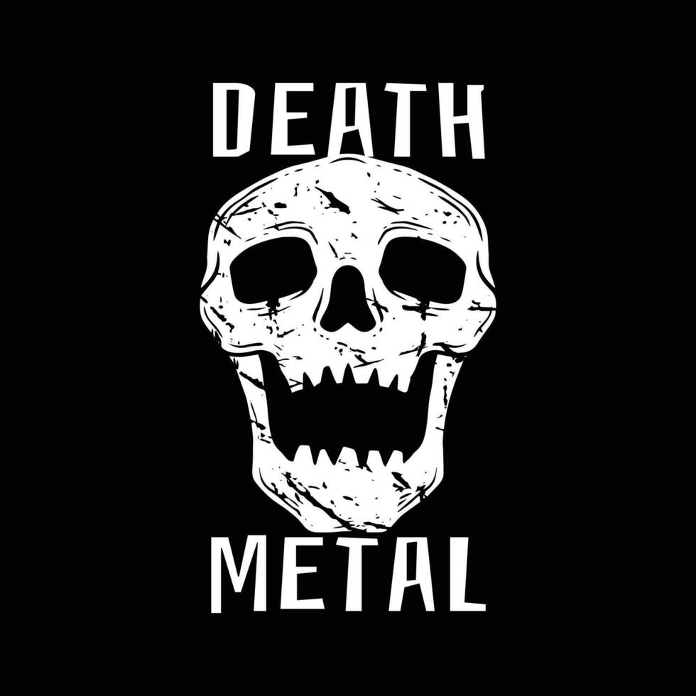 cráneo Arte con frase muerte metal para camiseta diseño póster etc vector
