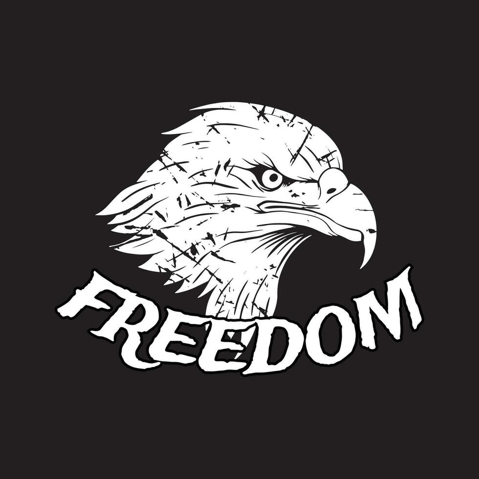 eagle head art with phrase freedom for tshirt design poster etc vector