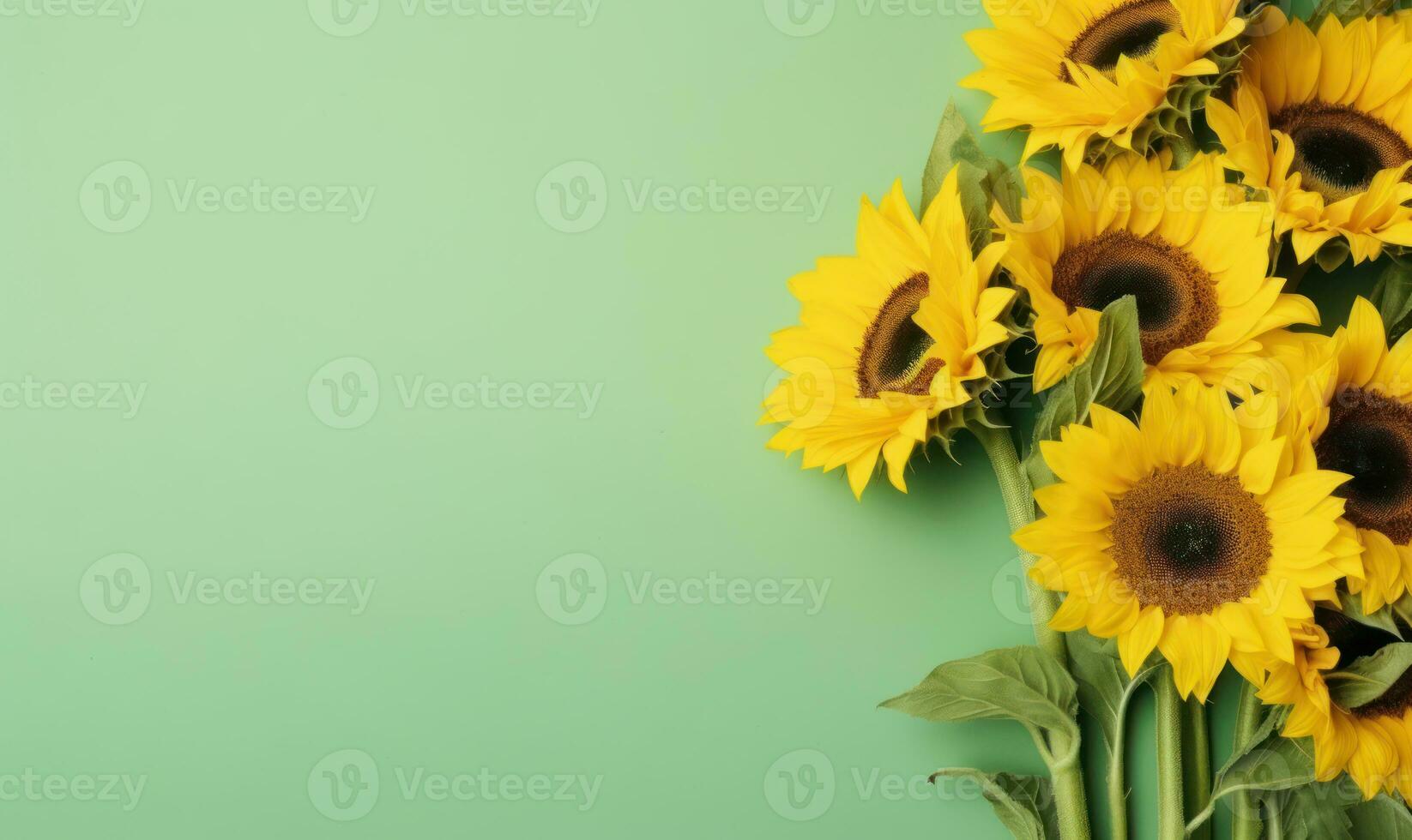 Realistic illustration of blooming sunflowers. AI Generative photo