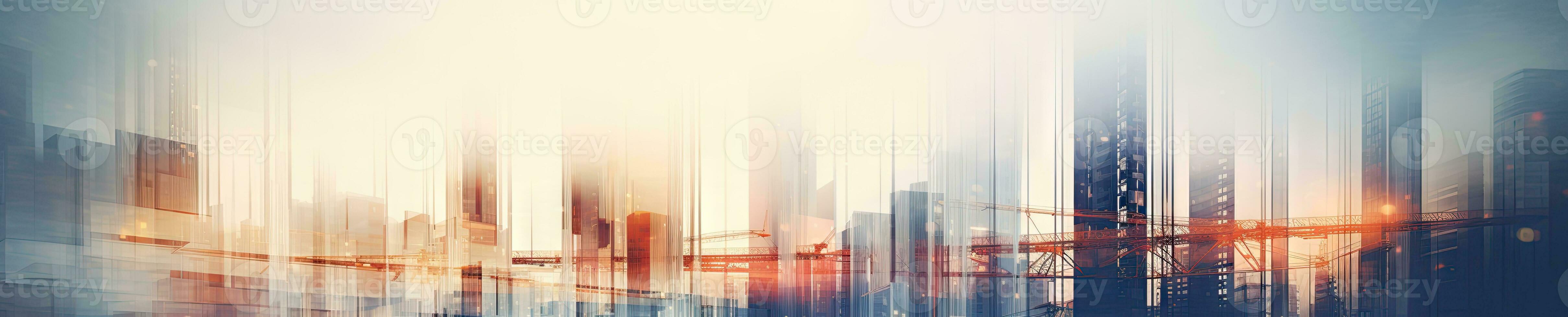 Bustling city with tall construction cranes. AI Generative photo