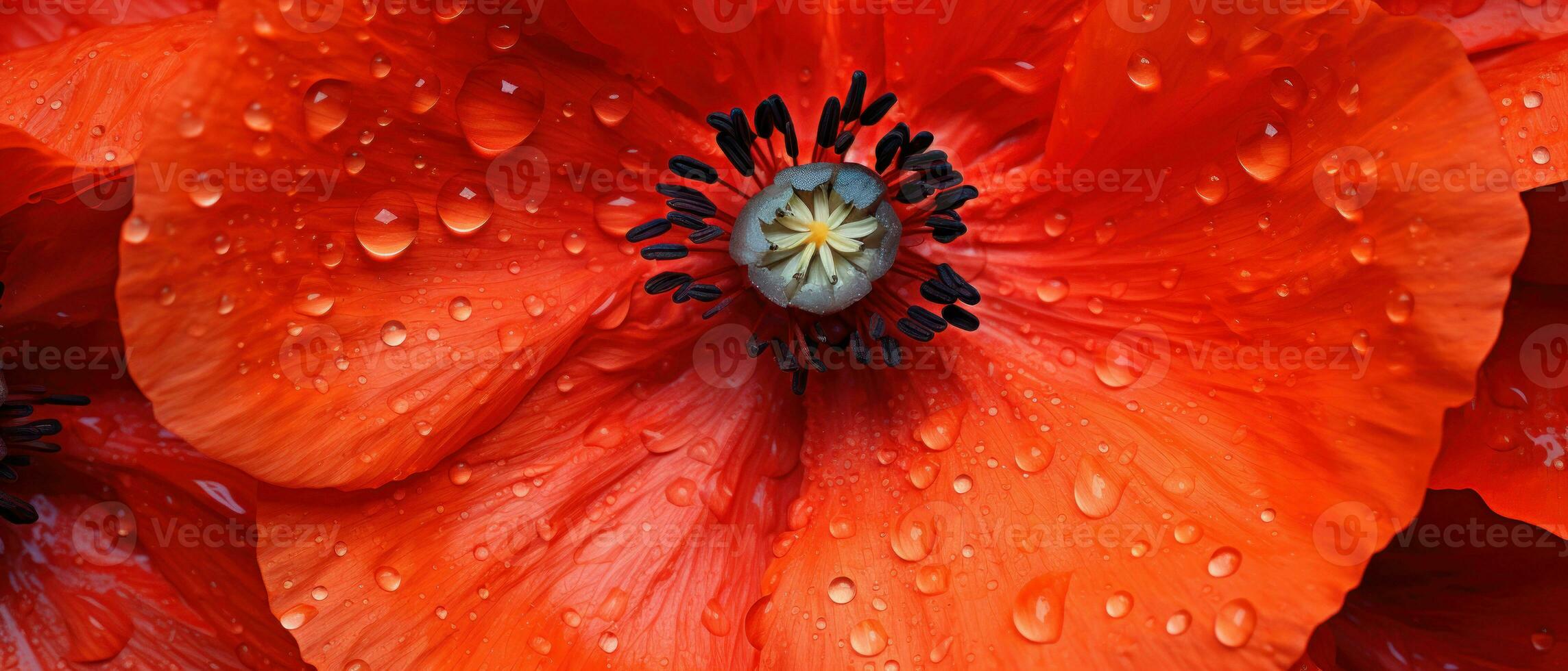 Macro capture of a poppy flower. AI Generative photo