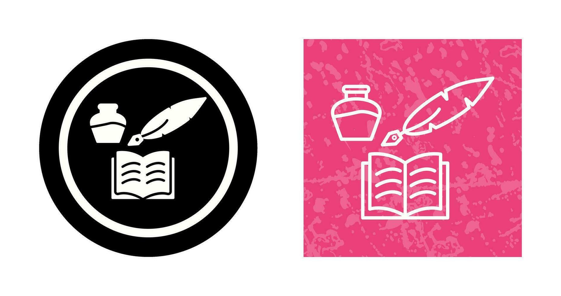 Unique Quill and Book Vector Icon