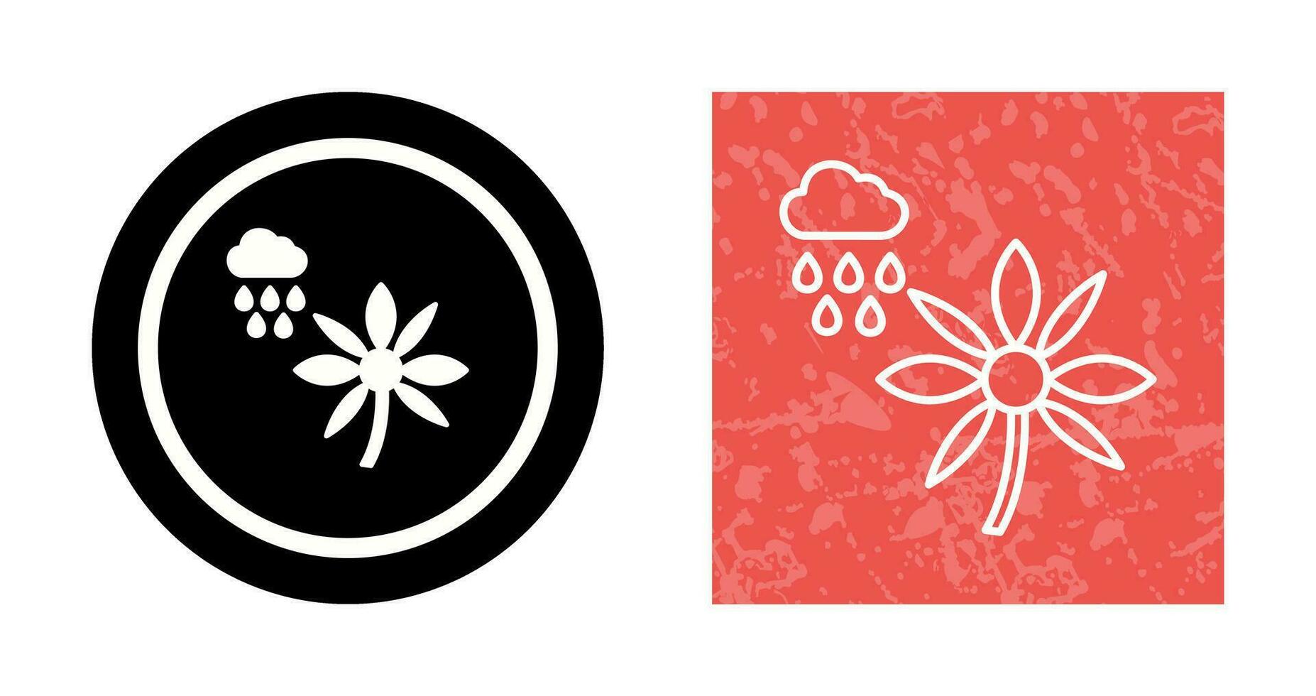 Flower with rain Vector Icon