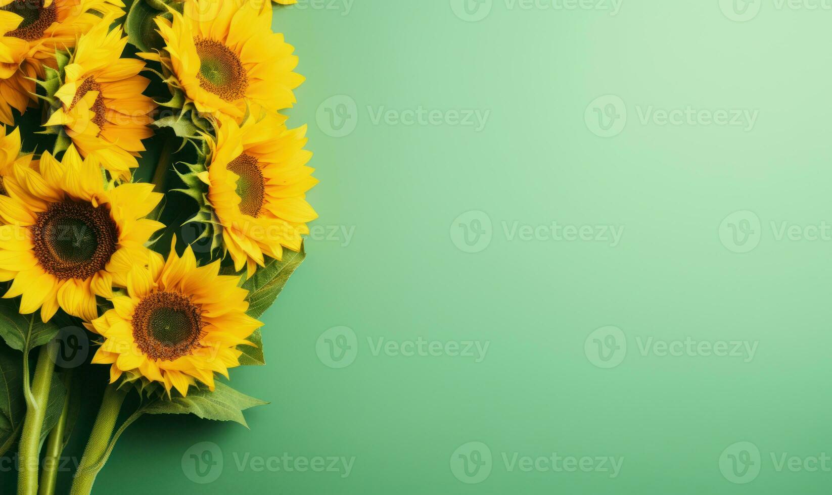 Realistic illustration of blooming sunflowers. AI Generative photo