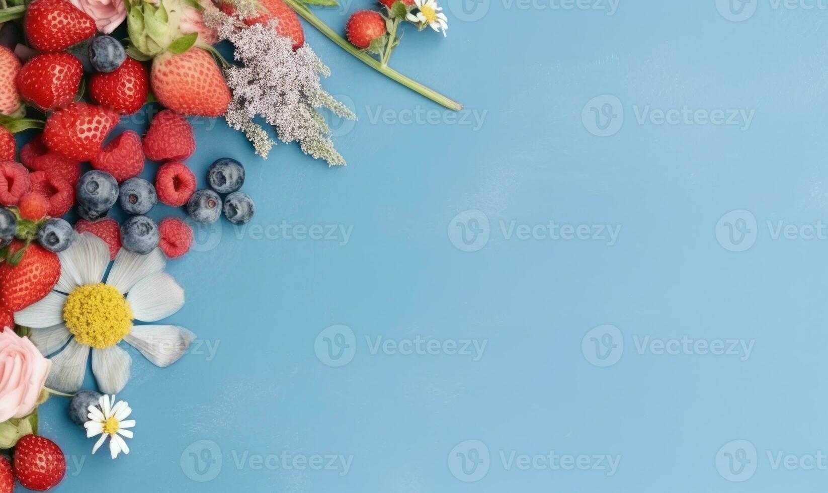 Artistic arrangement of fruits and flowers. AI Generative photo