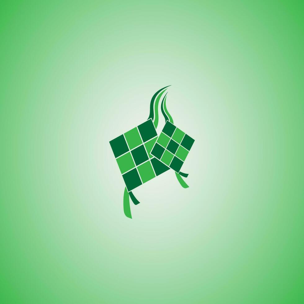 Ketupat icon for Aidil Fitri Ramadan symbol in flat illustration vector isolated in white background