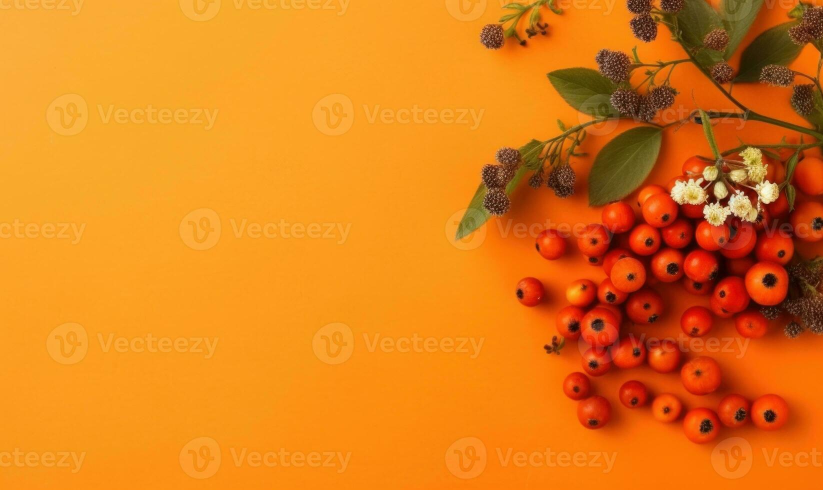 Fresh orange berries and flowers. AI Generative photo