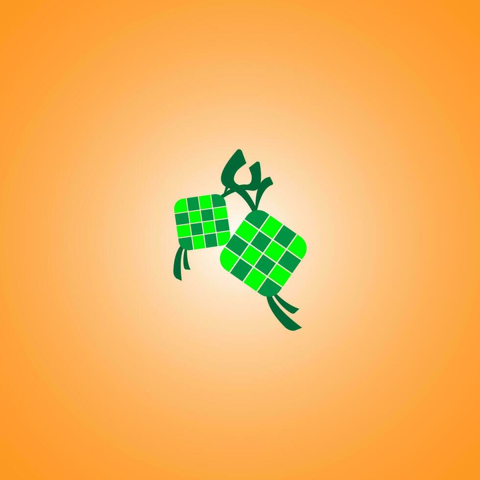 Ketupat icon for Aidil Fitri Ramadan symbol in flat illustration vector isolated in white background