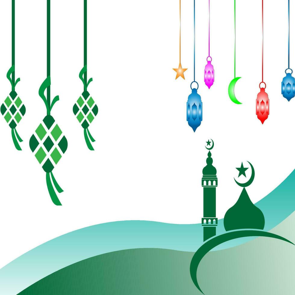 Ketupat icon for Aidil Fitri Ramadan symbol in flat illustration vector isolated in white background