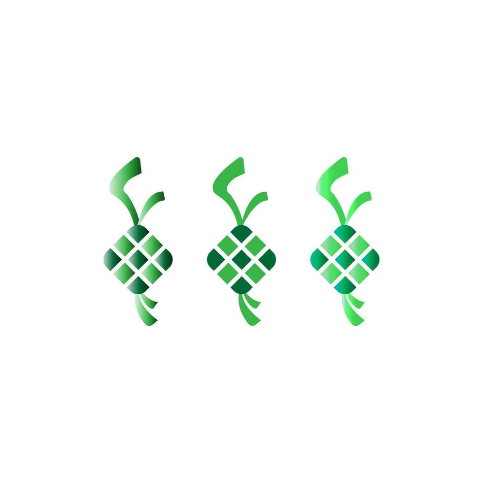 Ketupat icon for Aidil Fitri Ramadan symbol in flat illustration vector isolated in white background