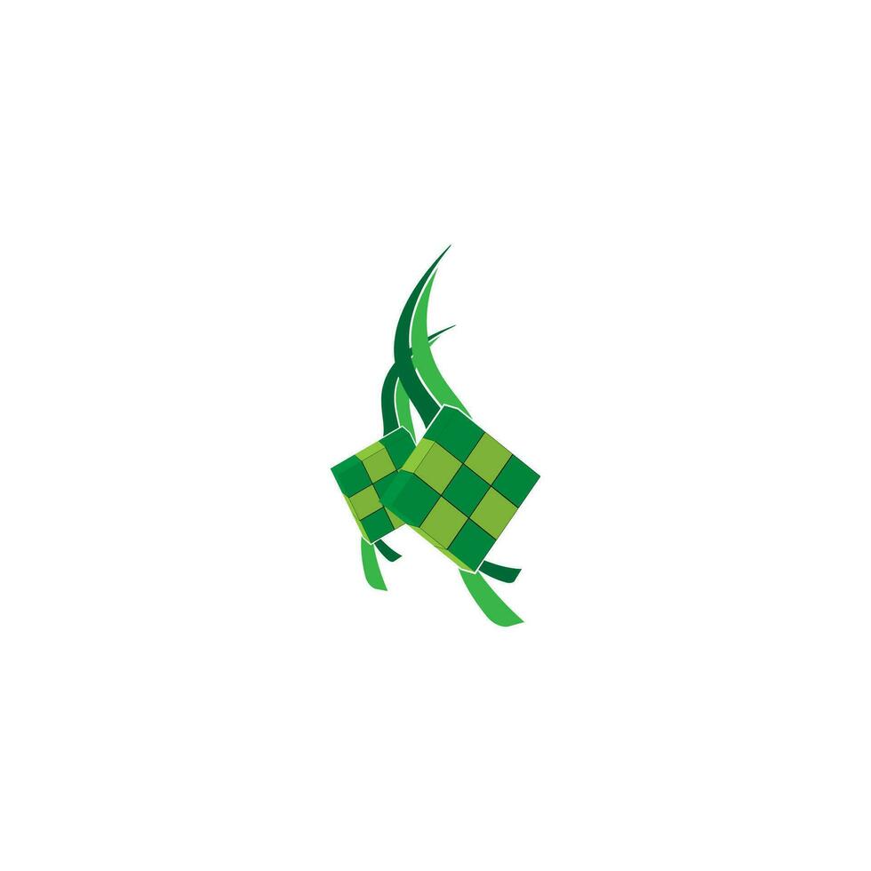 Ketupat icon for Aidil Fitri Ramadan symbol in flat illustration vector isolated in white background