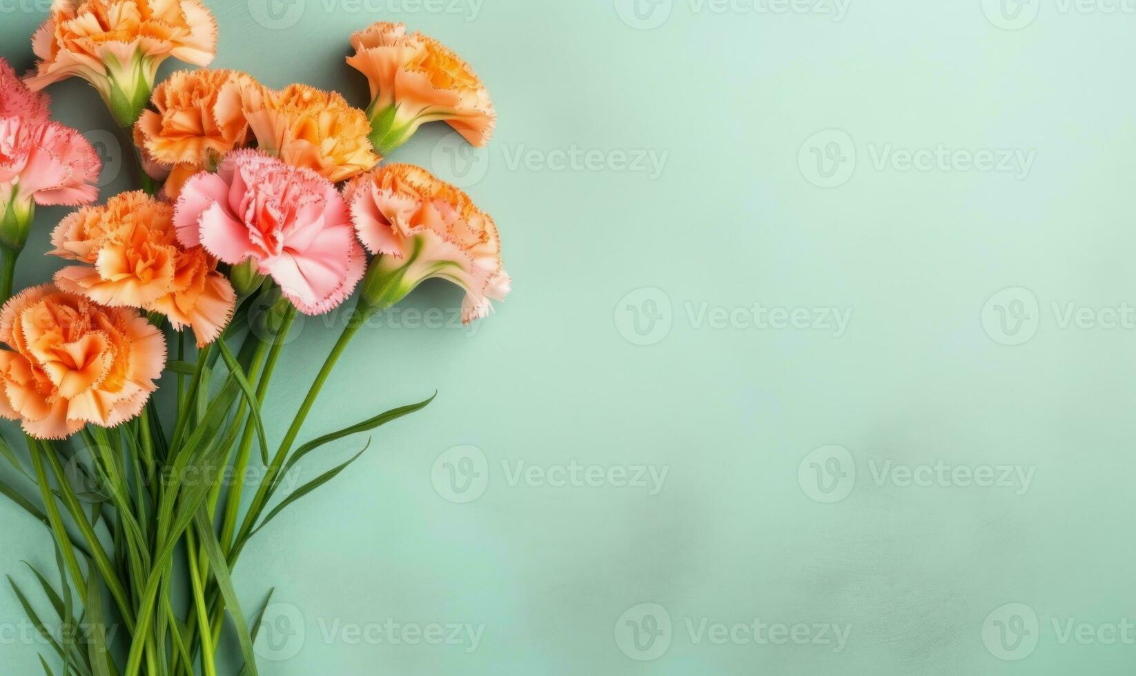 Elegant carnations in a bouquet present a harmonious aesthetic. AI Generative photo