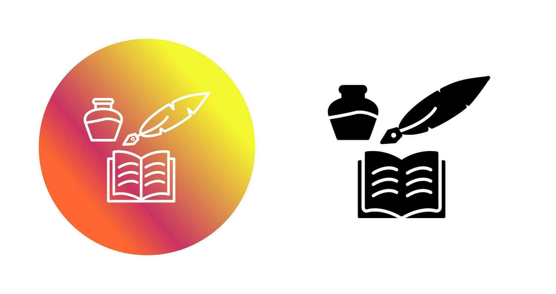 icono de vector de pluma y libro único