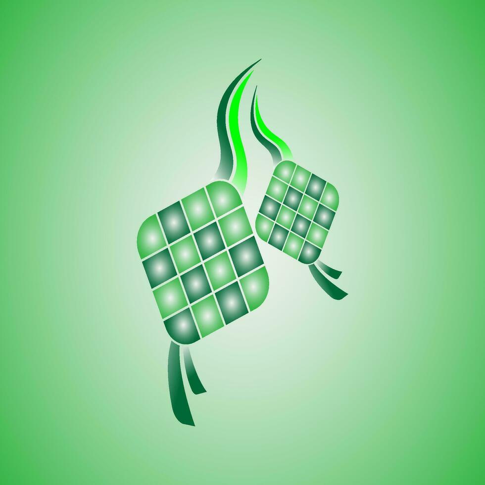 Ketupat icon for Aidil Fitri Ramadan symbol in flat illustration vector isolated in white background