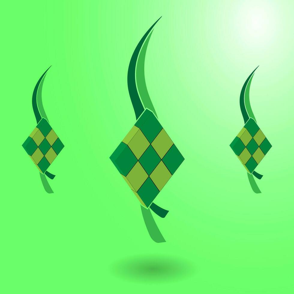 Ketupat icon for Aidil Fitri Ramadan symbol in flat illustration vector isolated in white background