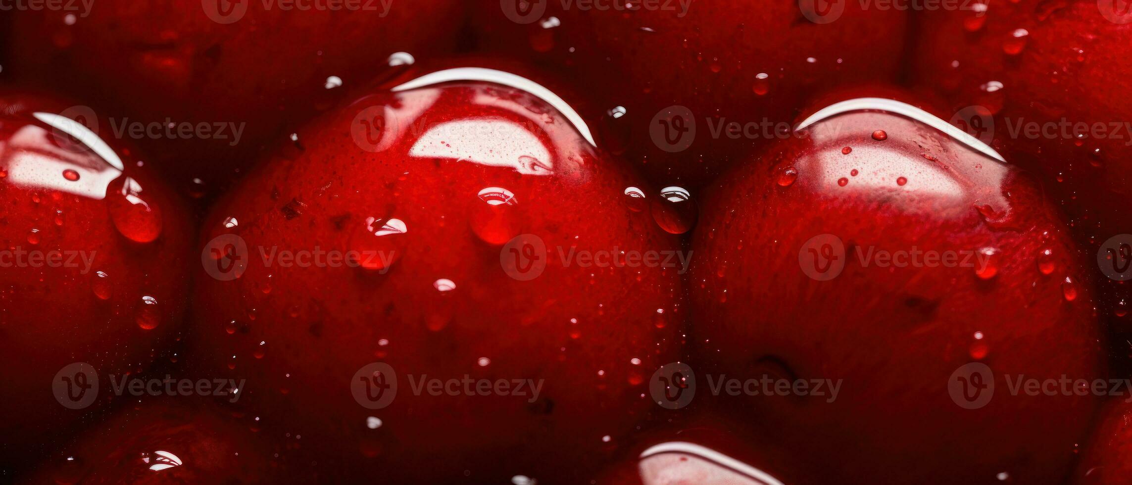 Detailed view of a ripe cherry's surface. AI Generative photo