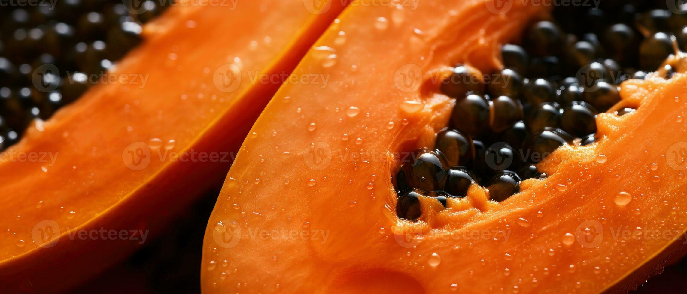 Macro view of papaya. AI Generative photo