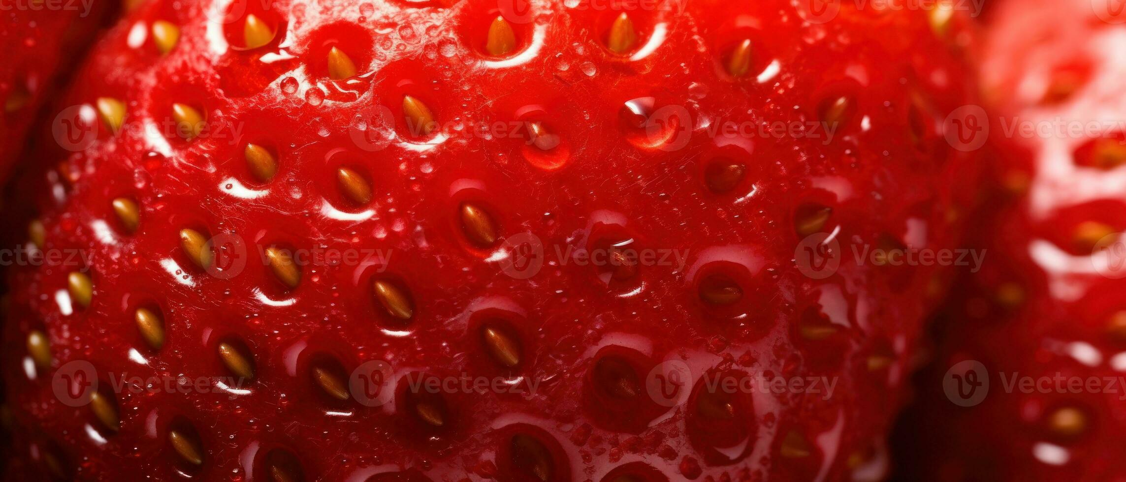 Macro view of a strawberry's surface. AI Generative photo