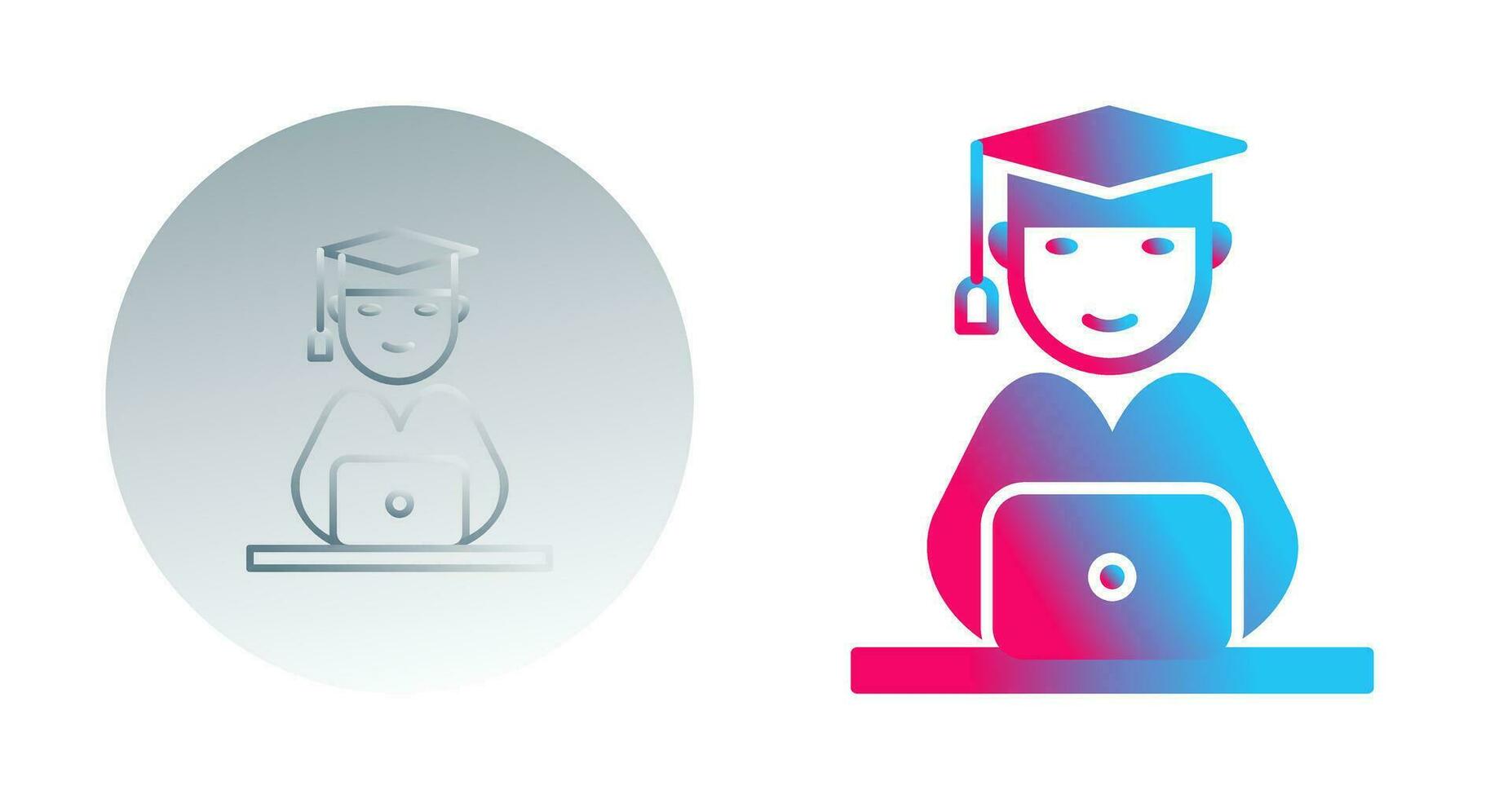 Unique Studying on Laptop Vector Icon