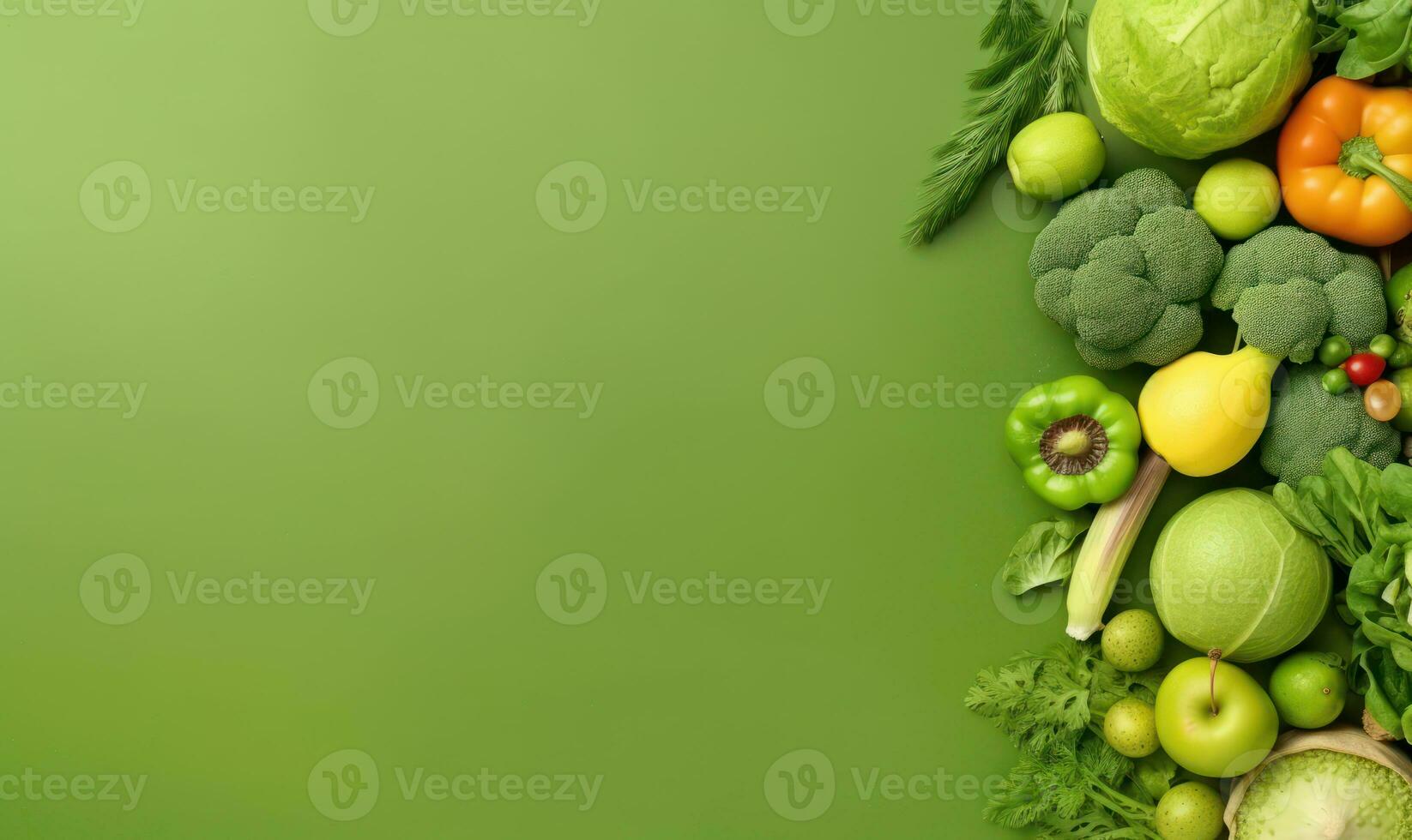 A lively display of fresh, colorful vegetables and fruits. AI Generative photo