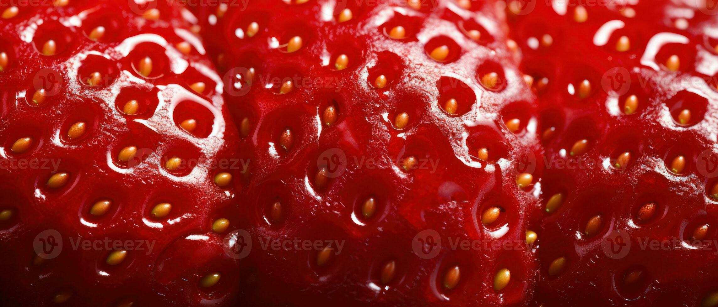 Macro view of a strawberry's surface. AI Generative photo