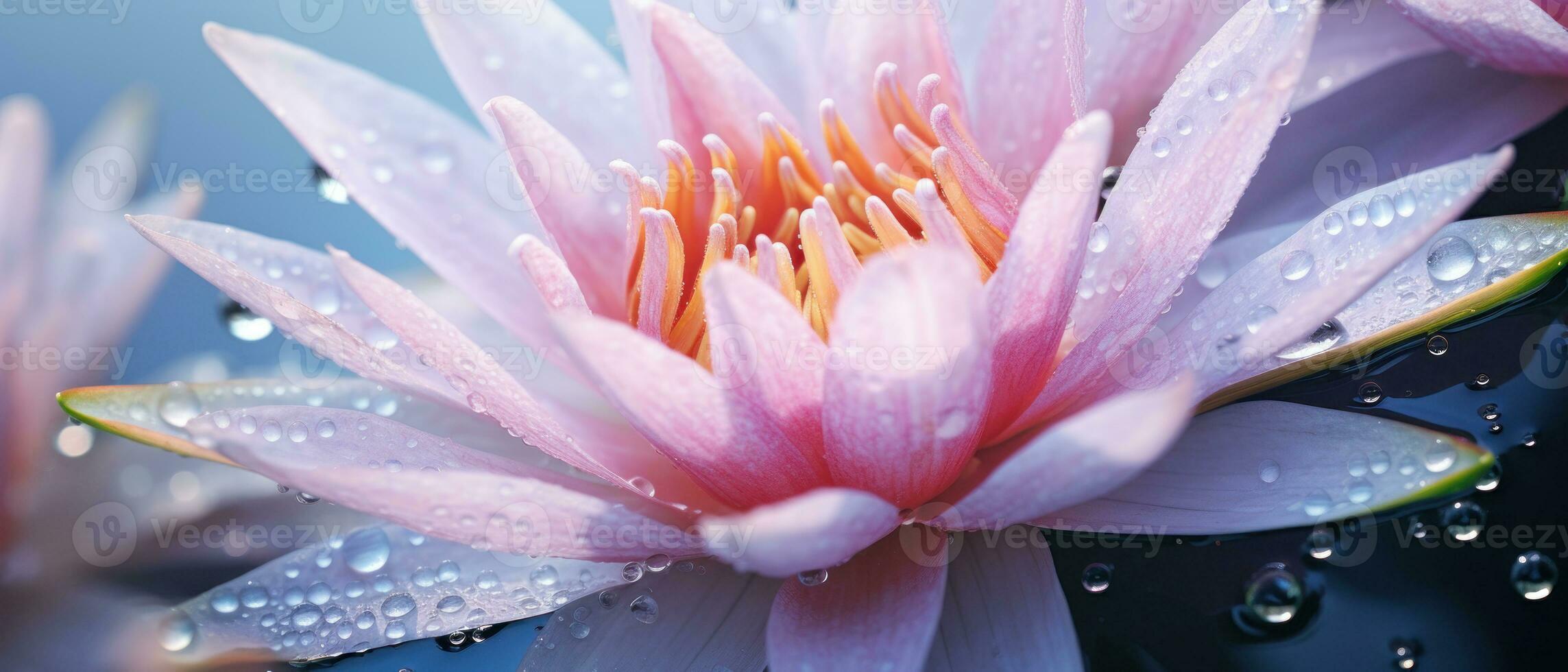 Blooming lotus captured in macro. AI Generative photo