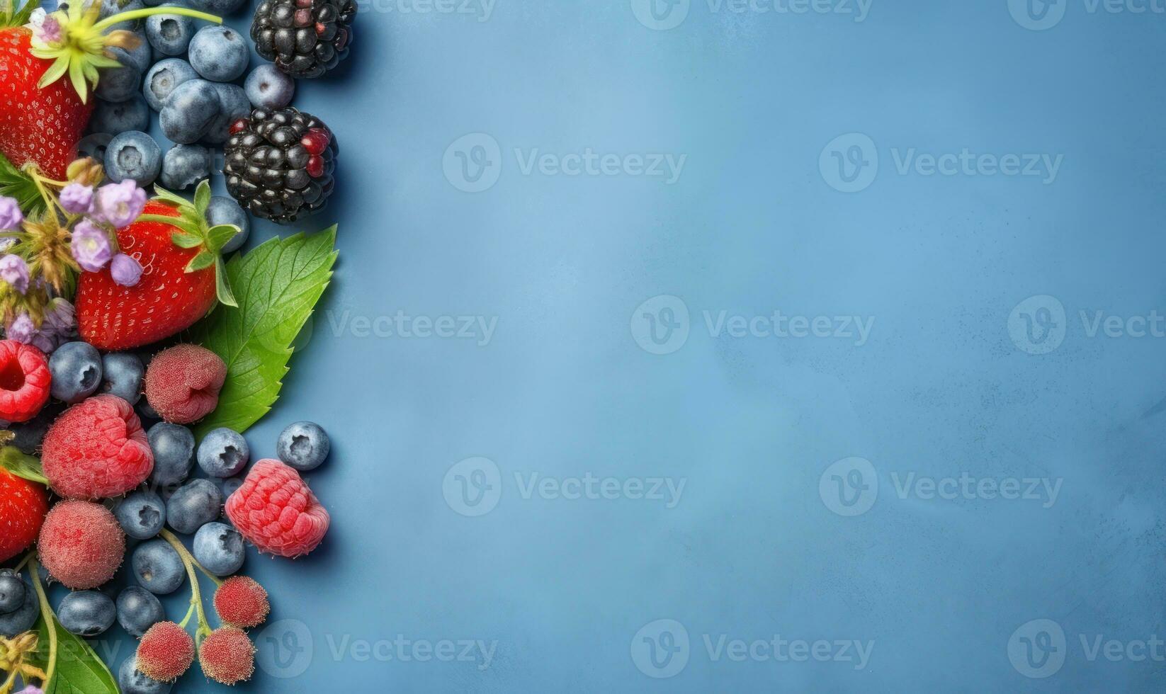 Vibrant berries and lush leaves create a fresh. AI Generative photo