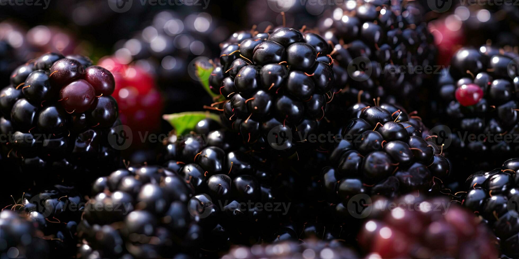 Vivid close-up of juicy blackberries. AI Generative photo