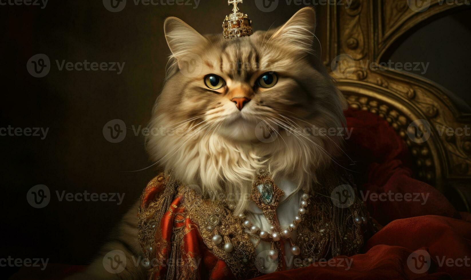 Whimsical image of a cat in royal attire. AI Generative photo