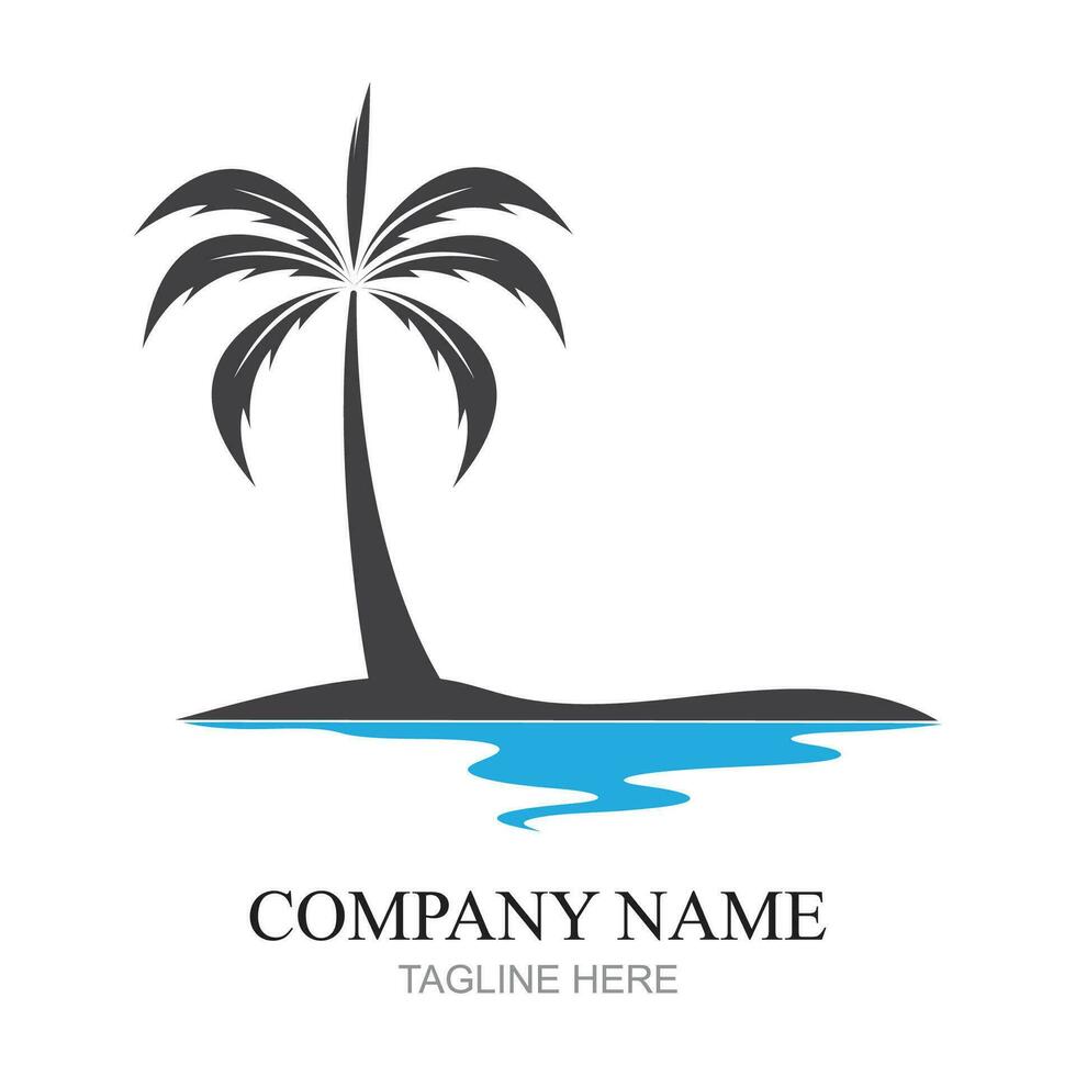 Palm tree summer logo template vector