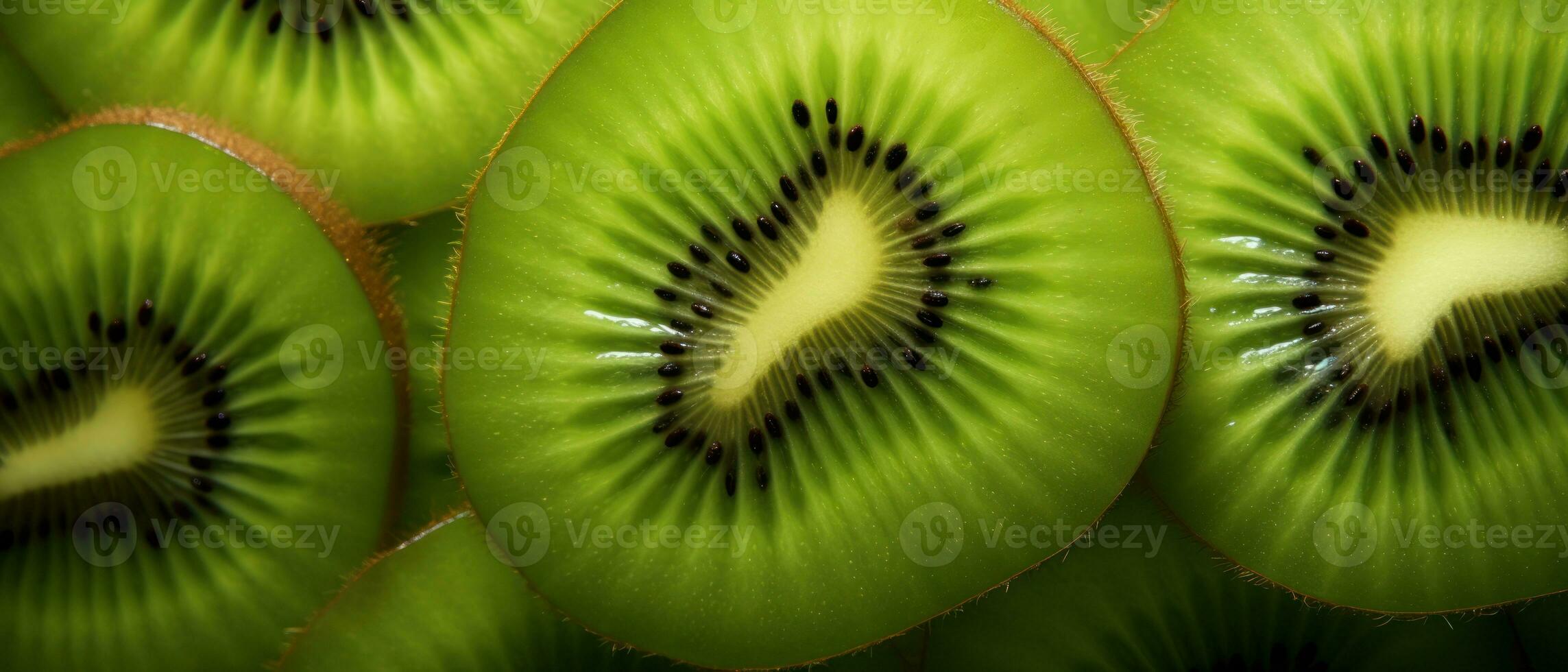 Detailed macro view of juicy kiwi pulp. AI Generative photo