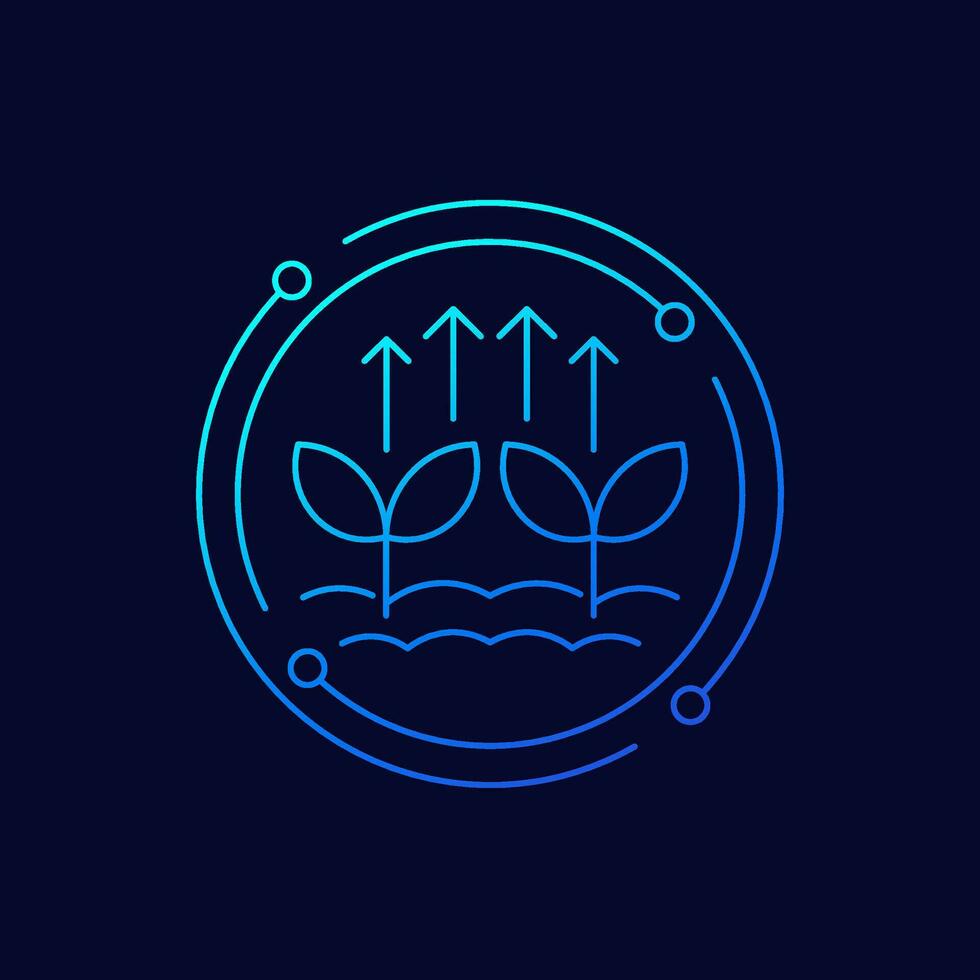 increase plant growth icon, linear design vector