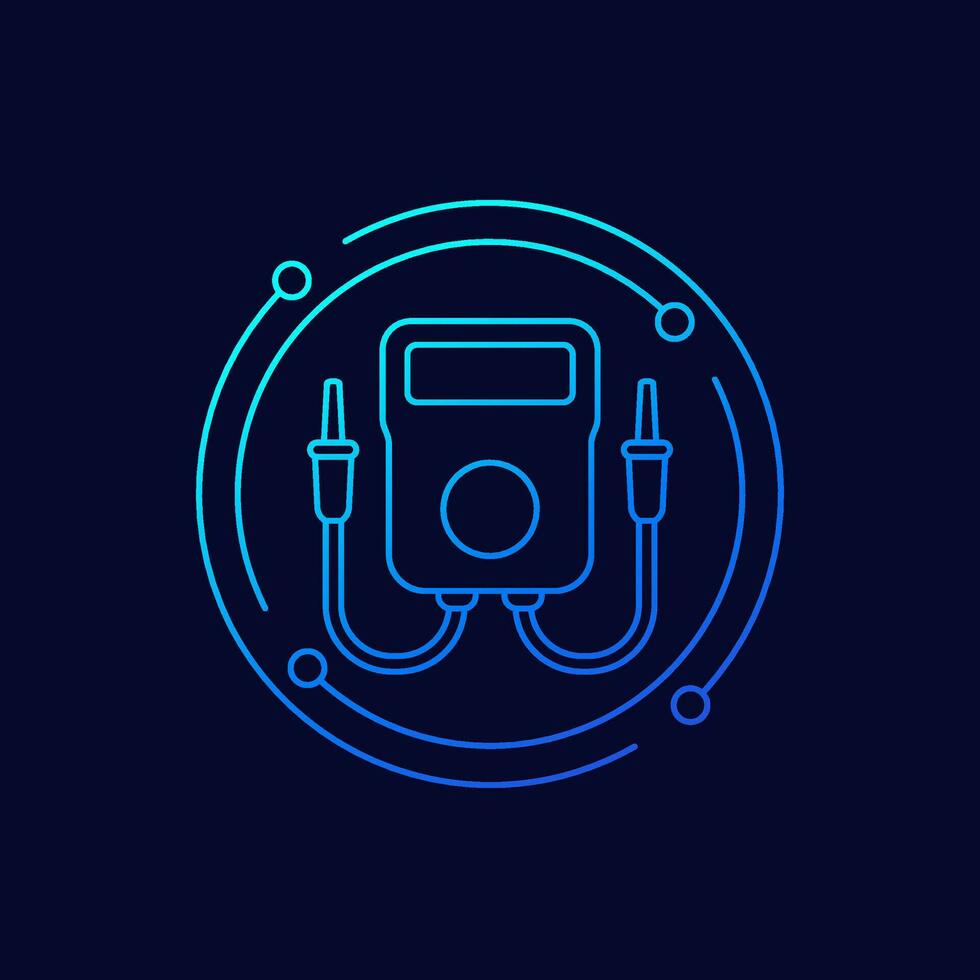 multitester or multimeter icon, linear design vector