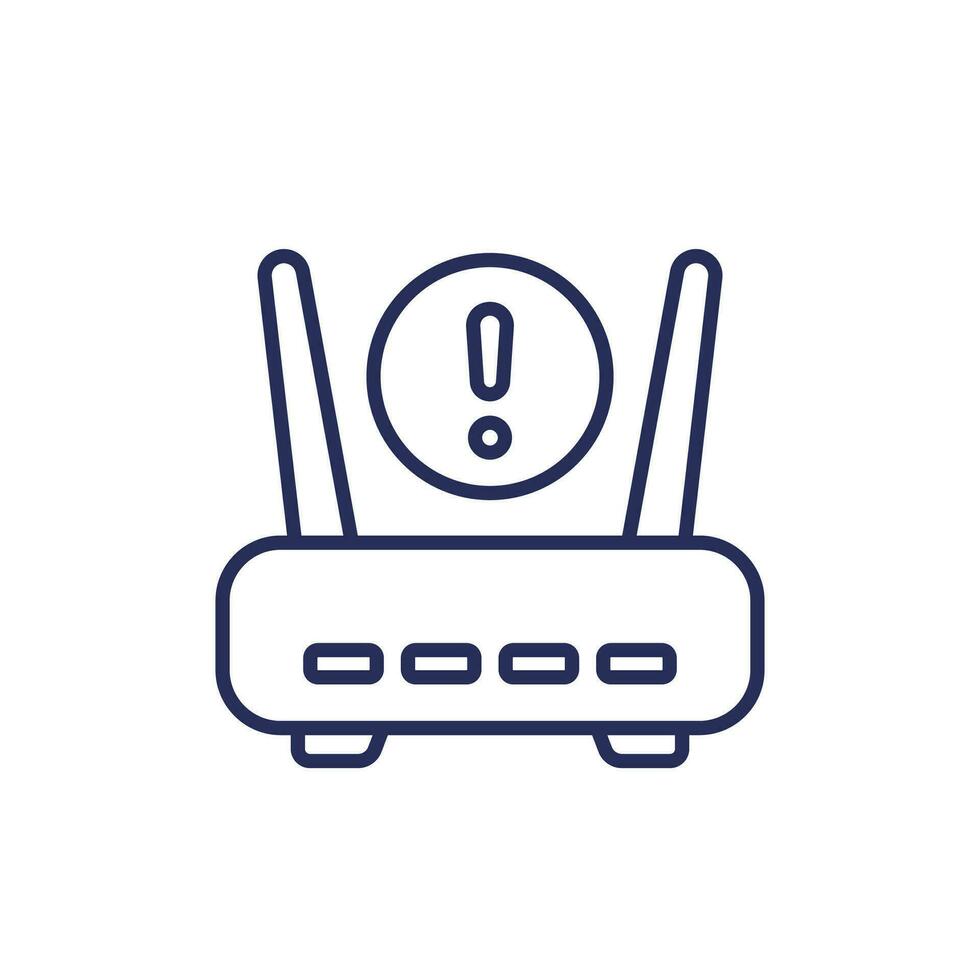 router, modem error or warning line icon vector