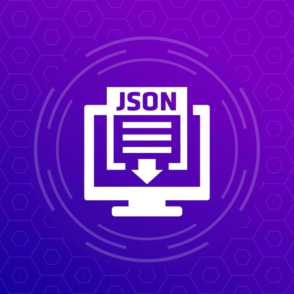 json archivo descargar icono con computadora, vector
