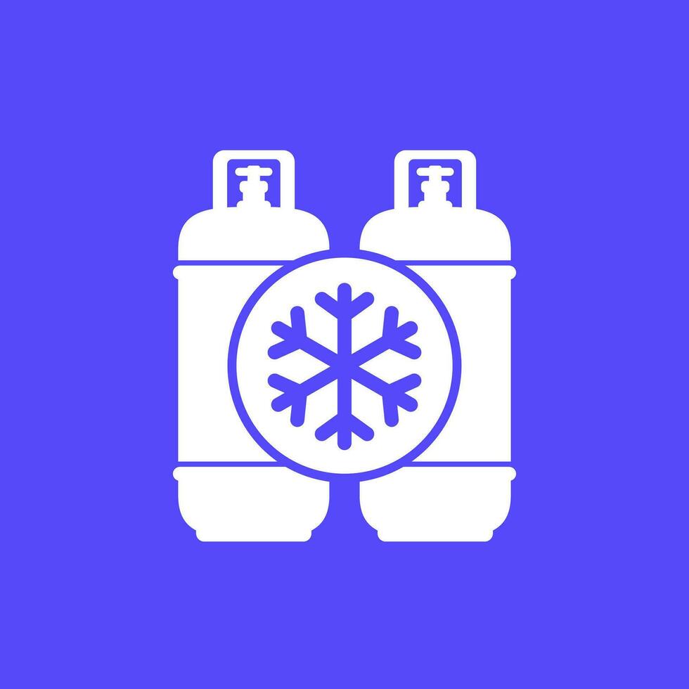 freon, refrigerant gas tanks icon, vector