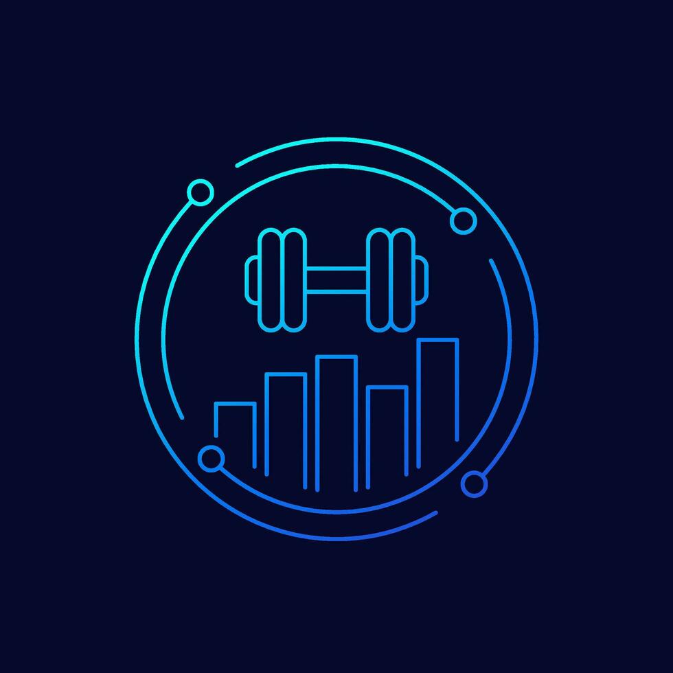 workout icon with a graph, linear design vector