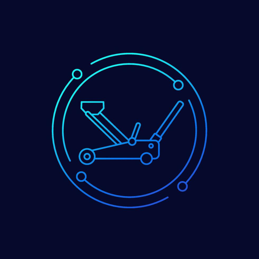 hydraulic car jack icon, linear design vector