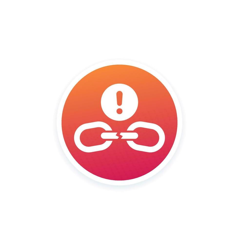 Broken chain link, disconnect vector icon