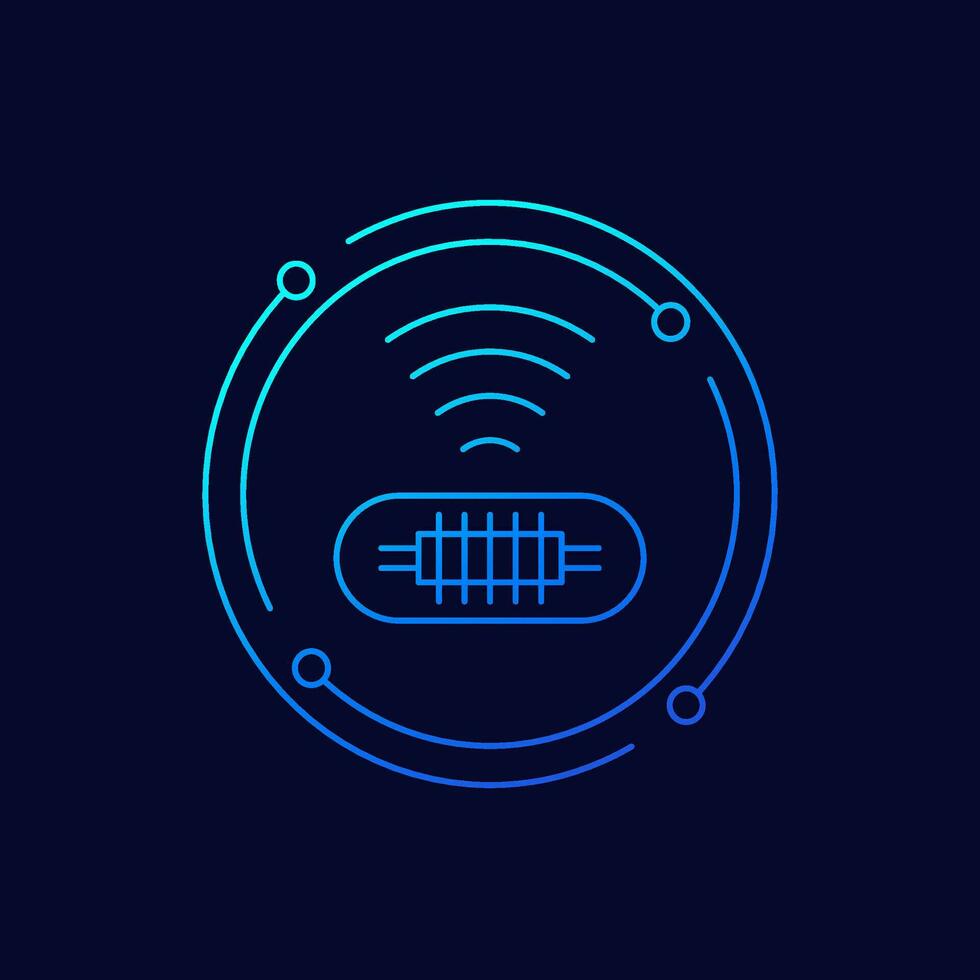 microchip for dogs icon, linear design vector
