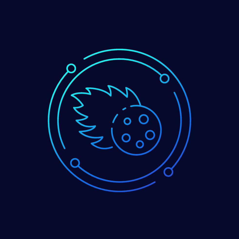 comet, meteor icon, linear design vector