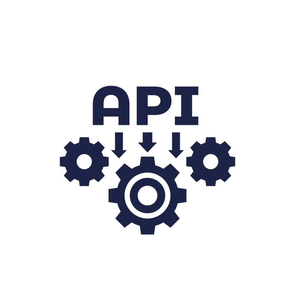 api icono en blanco, vector