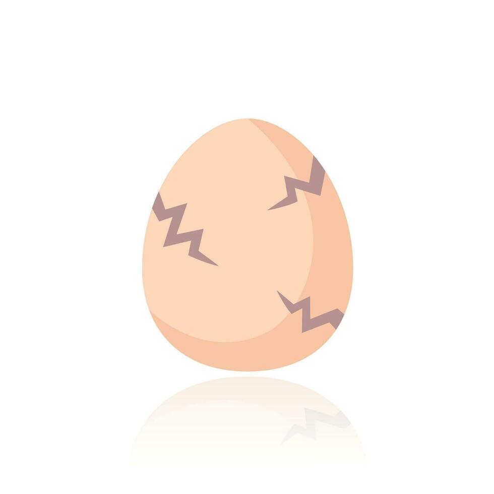 agrietado huevo aislado en blanco, vector