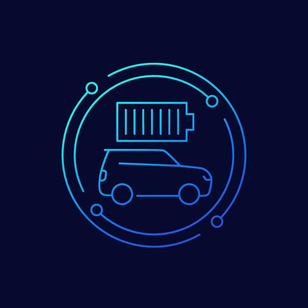 car and a full battery icon with suv, linear design vector