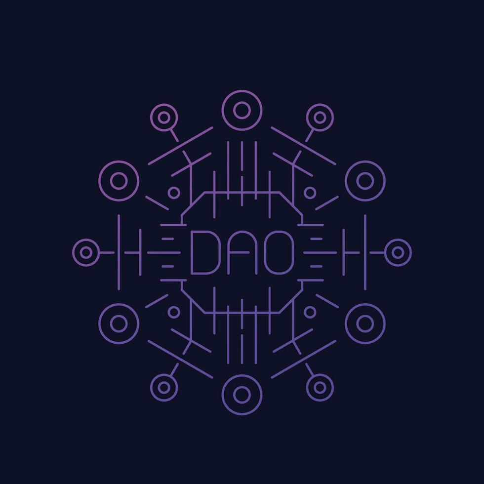 DAO, Decentralized Autonomous Organisation, line vector design